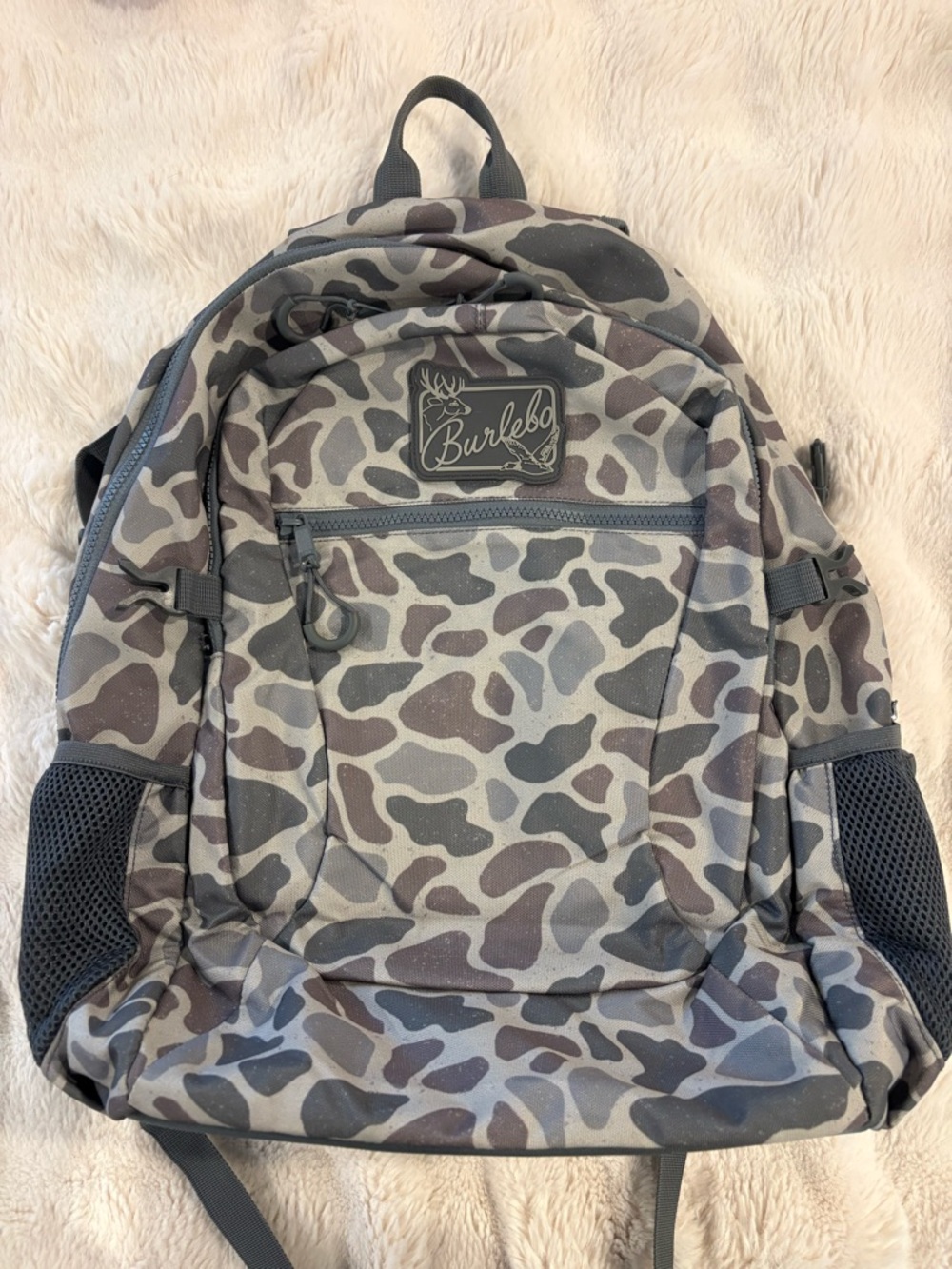BURLEBO Camo Pattern Gray Black Backpack